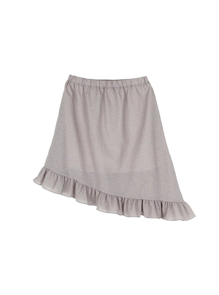 asymmetric-frill-midi-skirt-cy515 / Gray