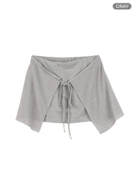 wrap-tie-mini-skirt-set-cl418 / Gray