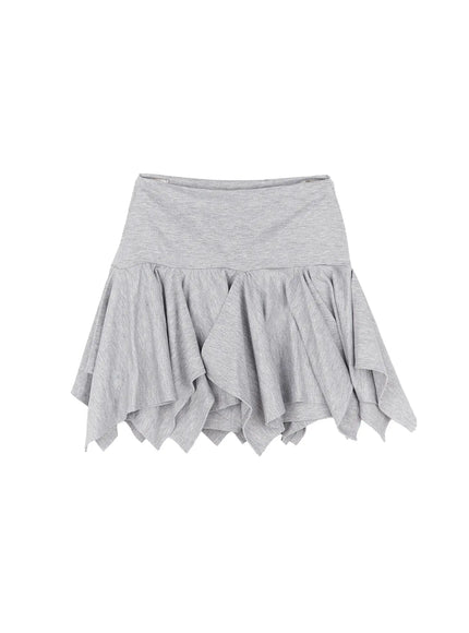 flared-ruffle-mini-skirt-cu520 / Gray