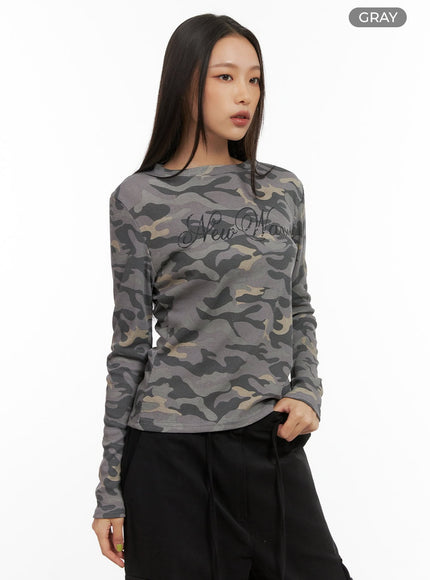 camo-chic-long-sleeve-tee-co424 / Gray