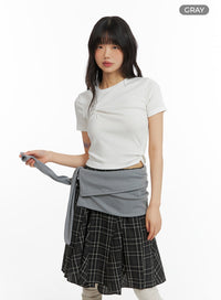 solid-tie-front-tube-top-cm413 / Gray