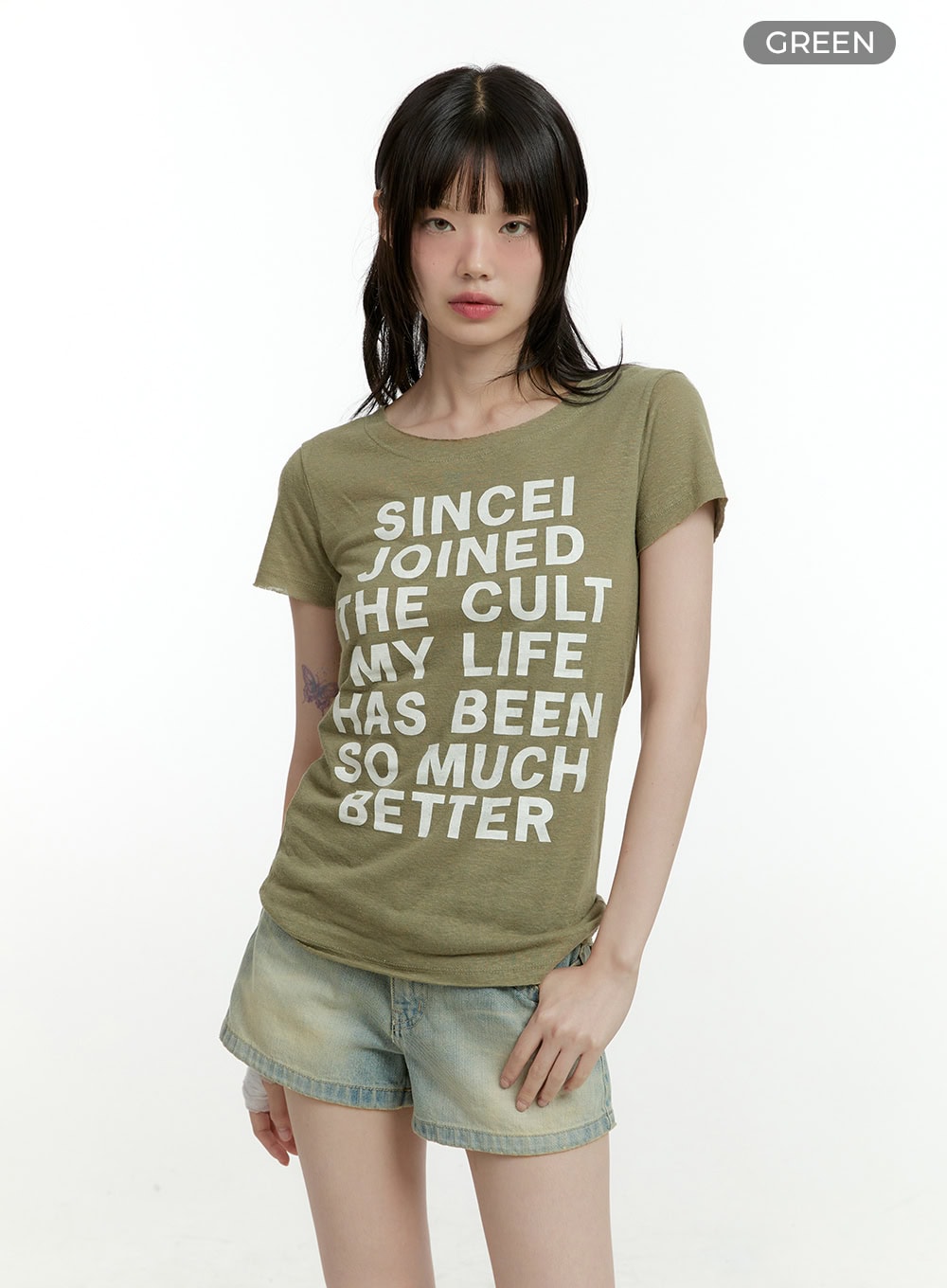 lettering-short-sleeve-tee-cl426 / Green