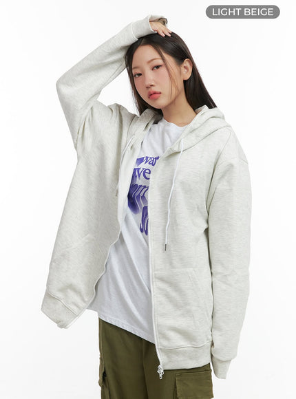two-way-zipper-hoodie-co417 / Light beige