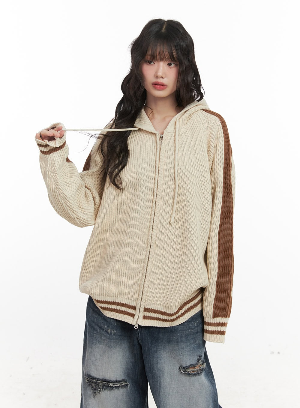 Oversized Hooded Knit Jacket CJ523