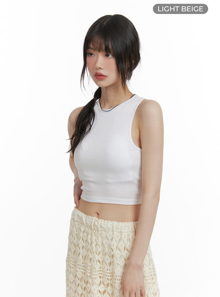 basic-tank-crop-top-ca412 / Light beige
