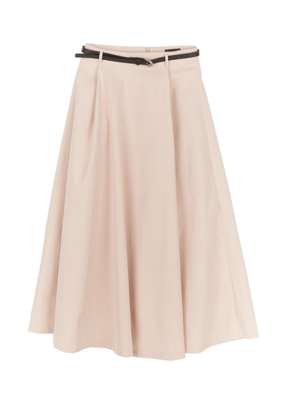 flowy-pintuck-flare-maxi-skirt-with-belt-ca501 / Light beige