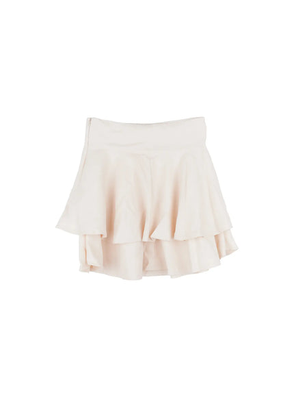 high-waist-tiered-mini-skirt-cs523 / Light beige