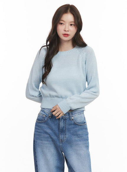 buttoned-crop-sweater-cm512 / Light blue