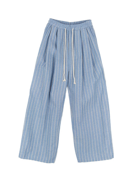 pintuck-striped-wide-fit-pants-cy521 / Light blue