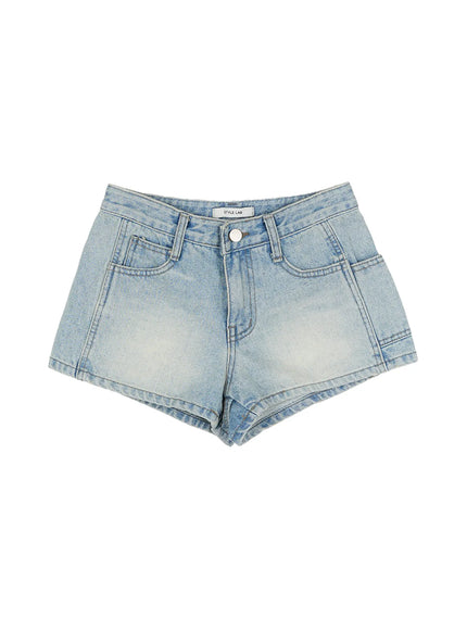 washed-cargo-denim-shorts-cg518 / Light blue