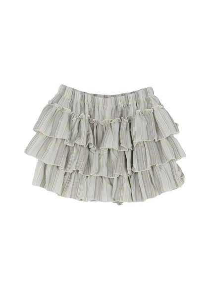 ruffled-gingham-tiered-mini-skirt-cl528 / Mint