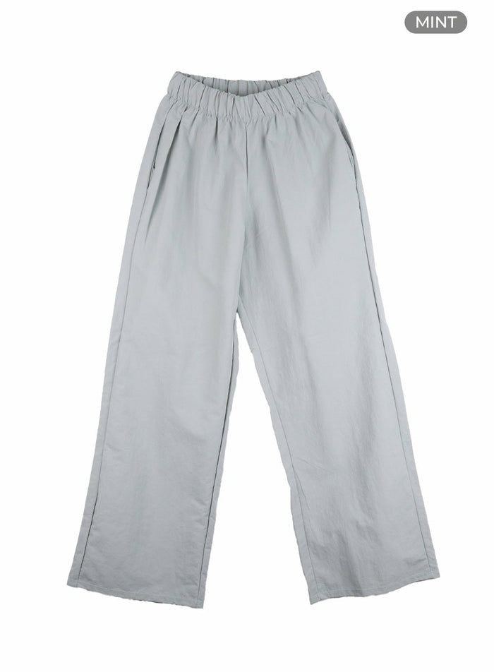 nylon-banded-wide-solid-pants-cl401 / Mint