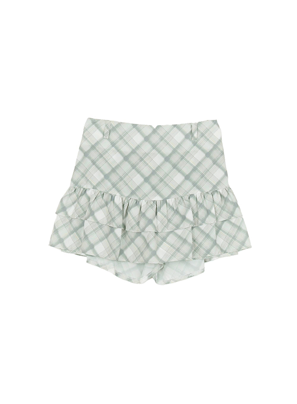frill-plaid-print-mini-skirt-cy521 / Mint