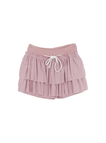 striped-ruffle-mini-skirt-cm510 / Pink