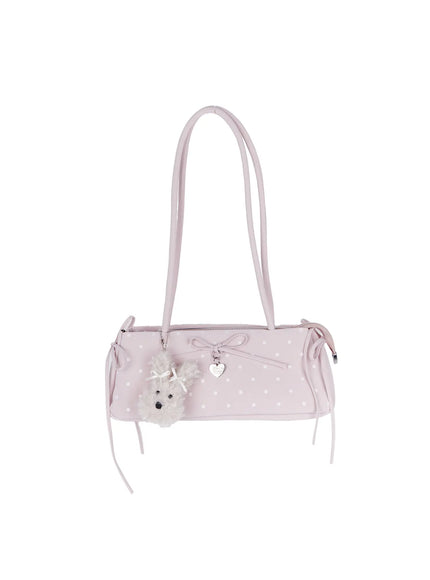 polka-dot-shoulder-bag-with-keyring-ca528 / Pink