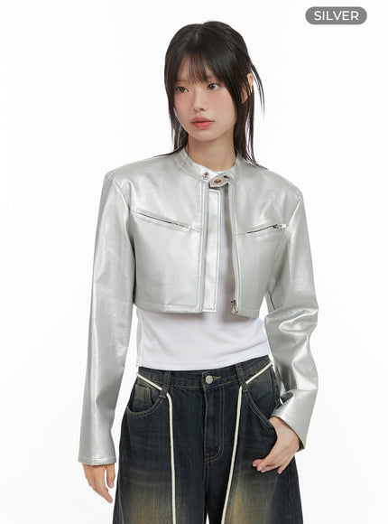 tailored-zip-up-jacket-cs410 / silver