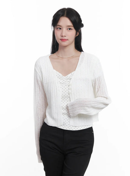 sheer-ribbed-cardigan-cu525 / White