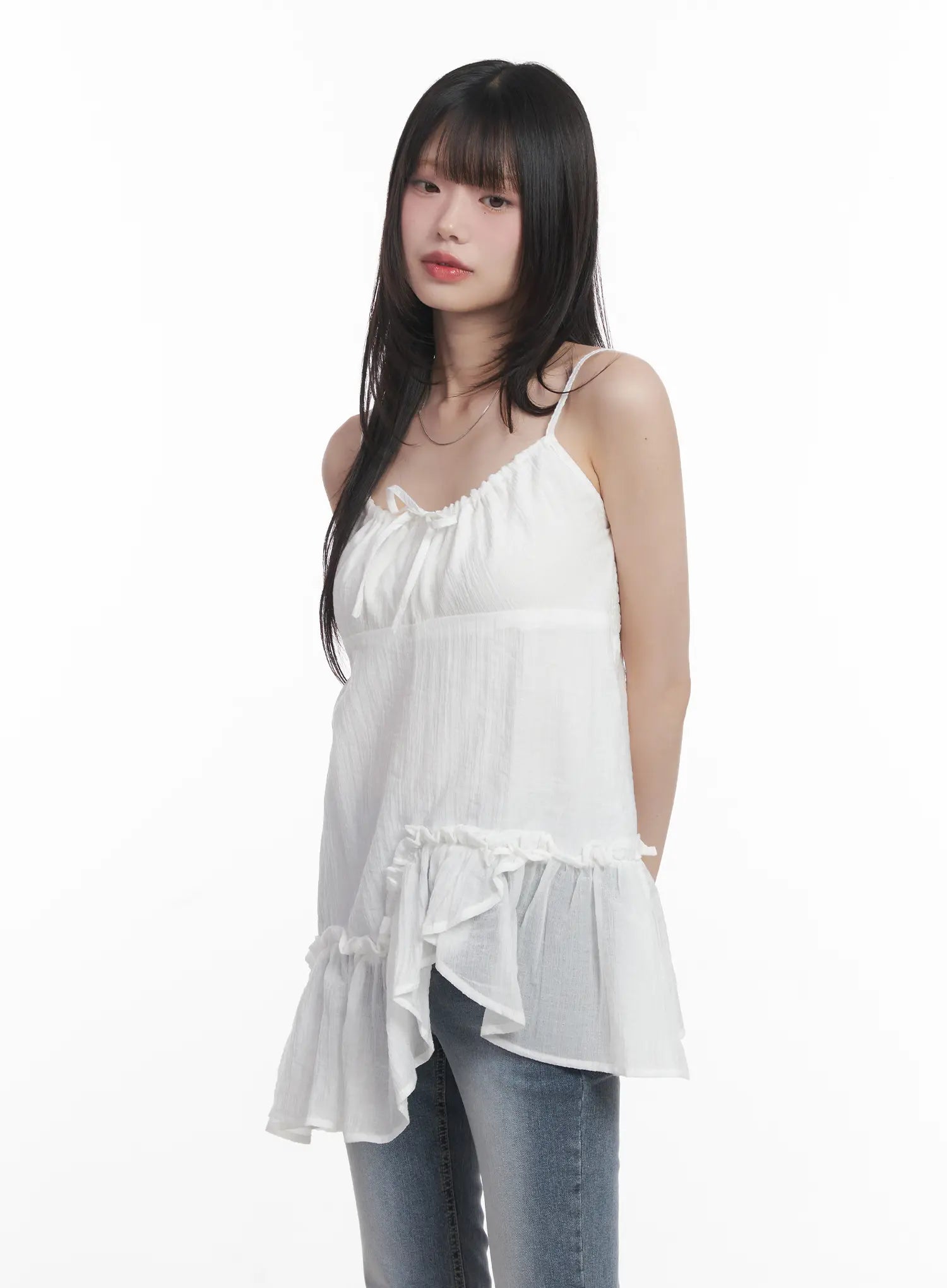 asymmetric-cami-mini-dress-cu520 / White