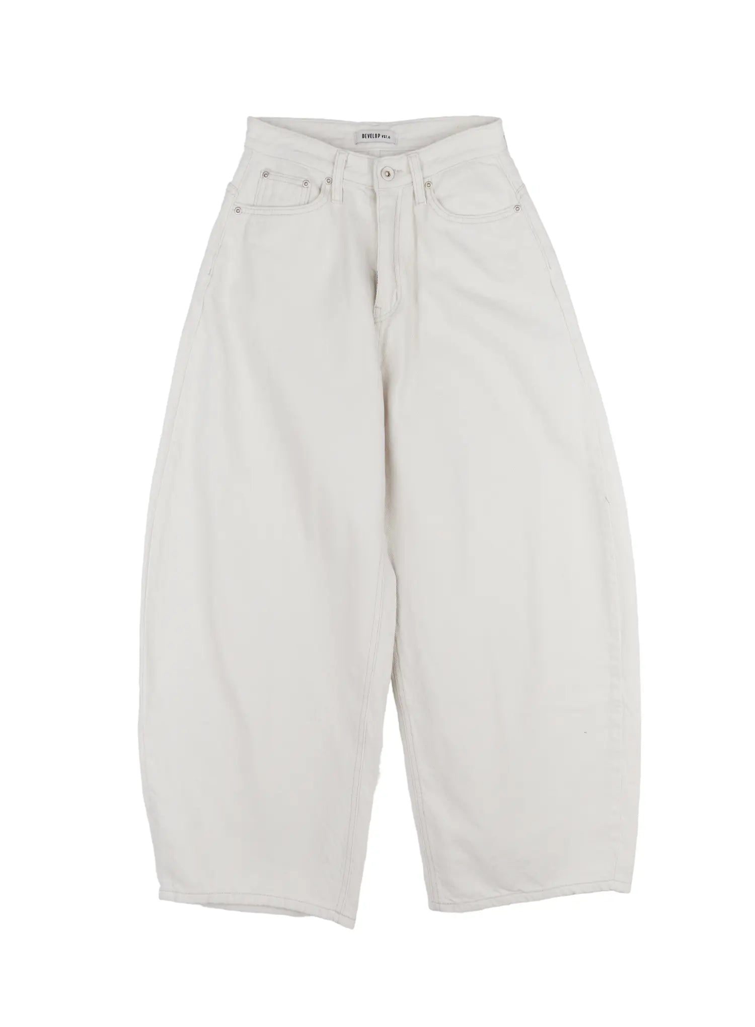 studded-wide-leg-fleece-lined-pants-cn525 / White