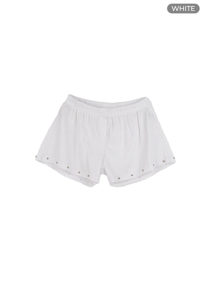 studded-cotton-shorts-cg420 / white