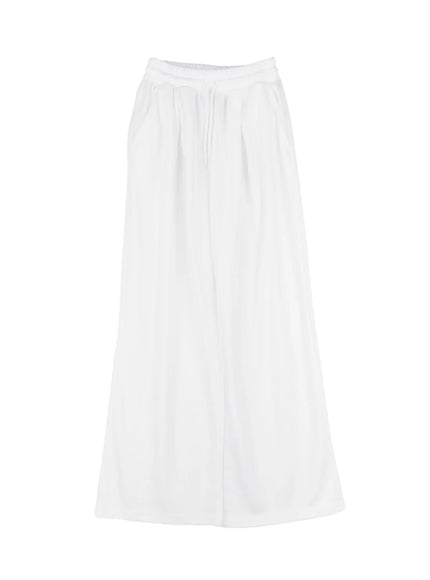 elastic-waist-pintuck-sweatpants-cs523 / White