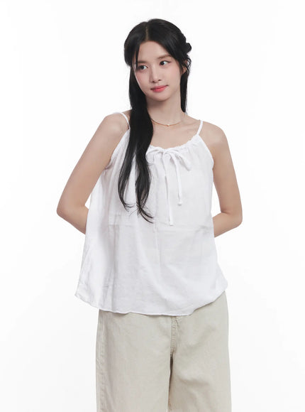 string-detail-flared-cami-cu523 / White
