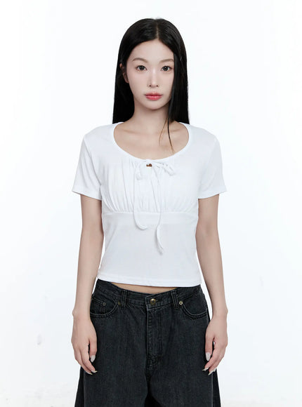 Ruched Ribbon Cropped Tee CG507