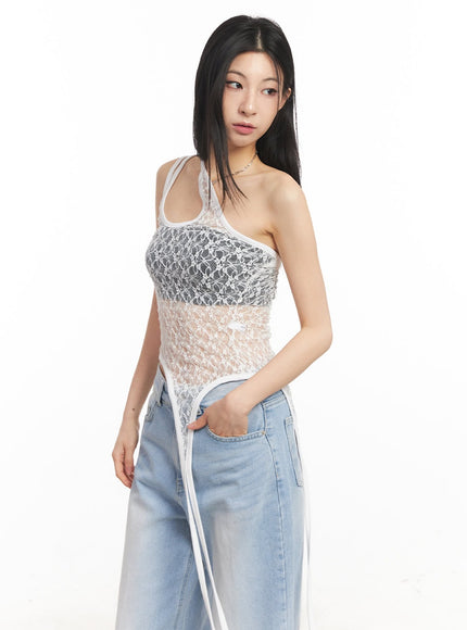 lace-mesh-asymmetric-tank-top-ca516 / White