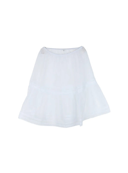 sheer-layered-midi-skirt-cg507 / White