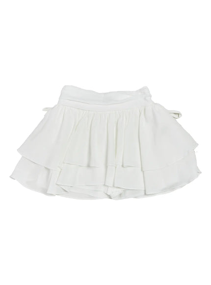 chic-ribbon-flare-mini-skirt-cj523 / White