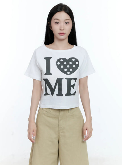 casual-i-love-me-graphic-tee-cg501 / White