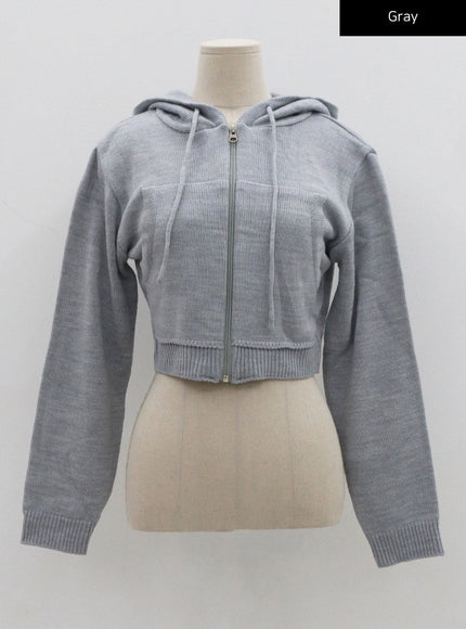 Knit Crop Hoodie Zip Up CS28