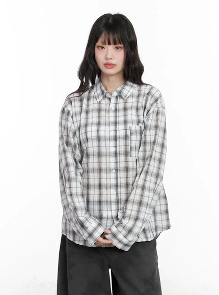 casual-plaid-button-up-shirt-cm526 / White