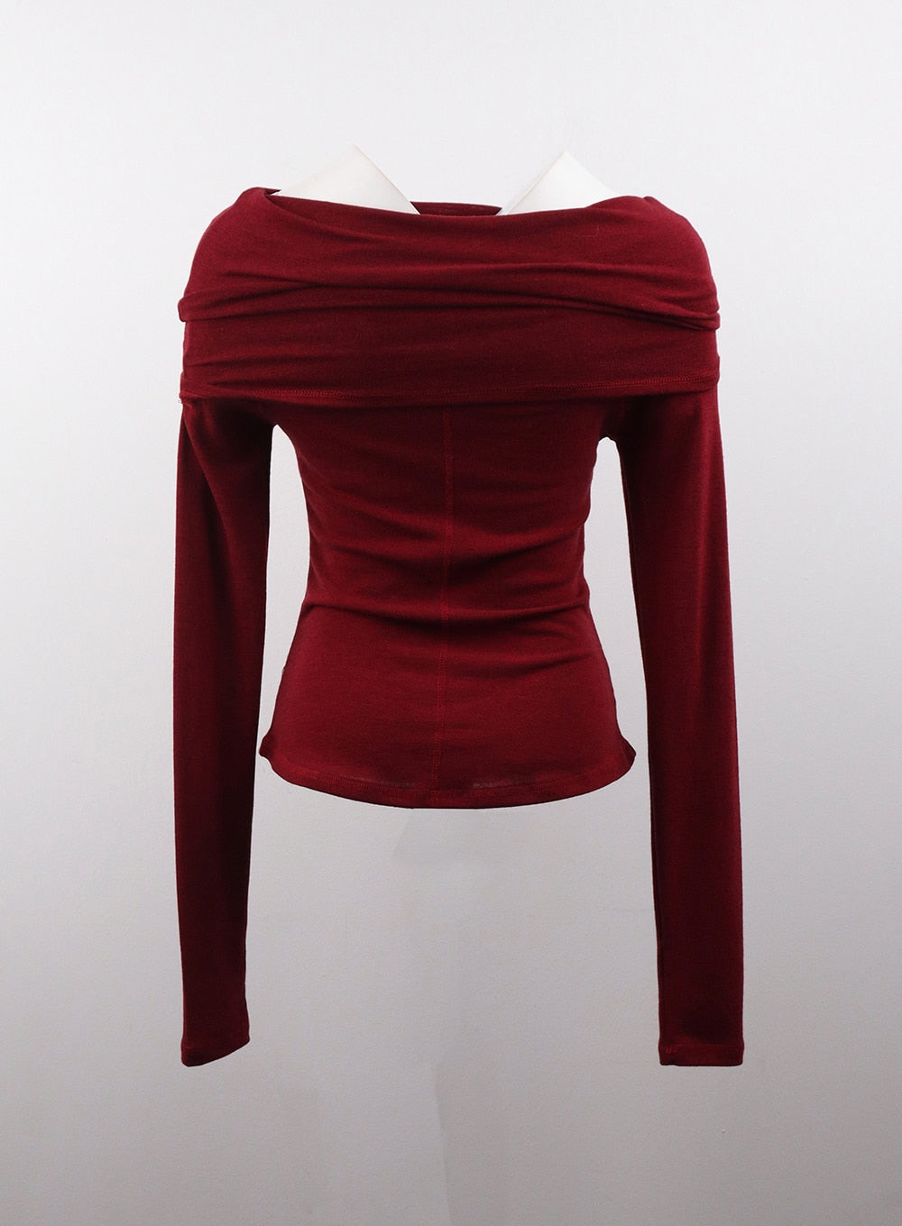 off-shoulder-solid-ruched-long-sleeve-top-with-ribbon-detail-cd329