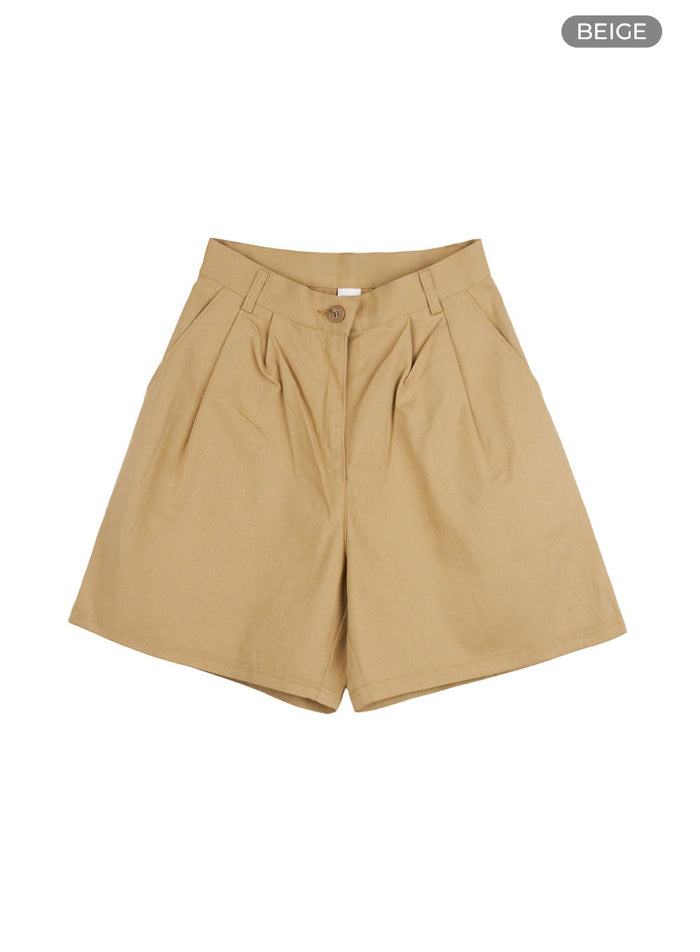pintuck-cotton-shorts-ou418 / Beige