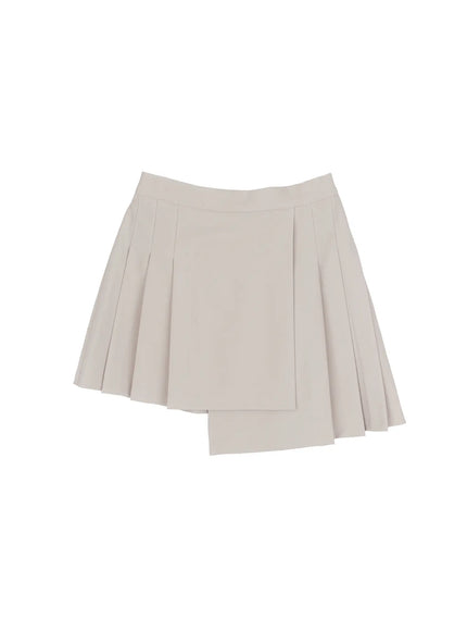 asymmetric-pleated-mini-skirt-cm513 / Beige