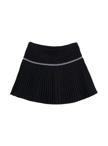 pleated-check-print-mini-skirt-on429 / Black