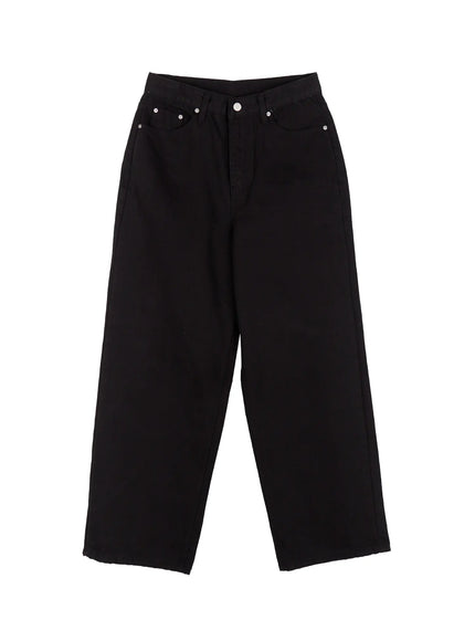 casual-wide-leg-cotton-pants-co523 / Black