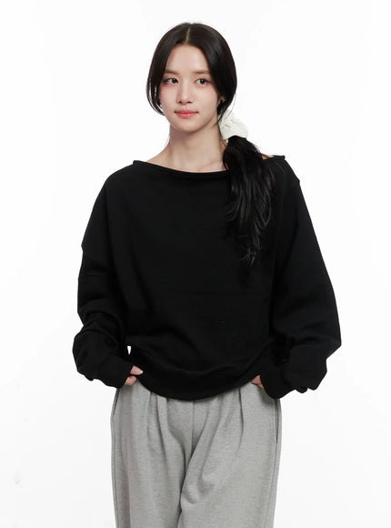 oversized-off-shoulder-sweatshirt-co523 / Black
