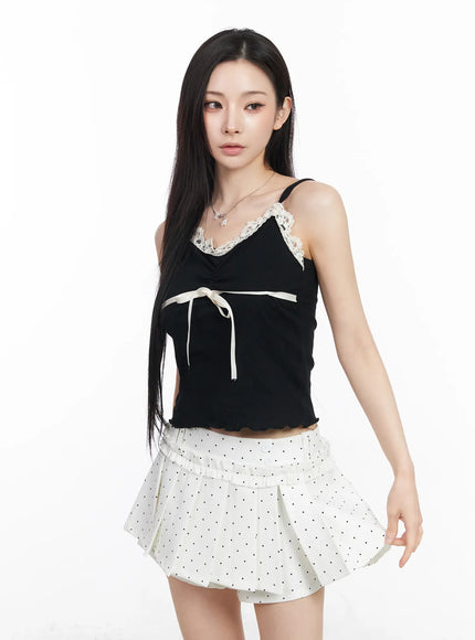 Lace Trim and Bow Crop Tank CM518