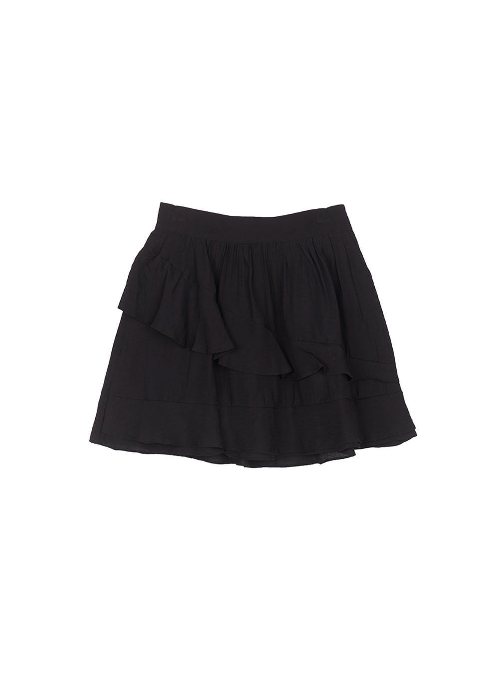asymmetric-frill-flair-mini-skirt-cy526 / Black