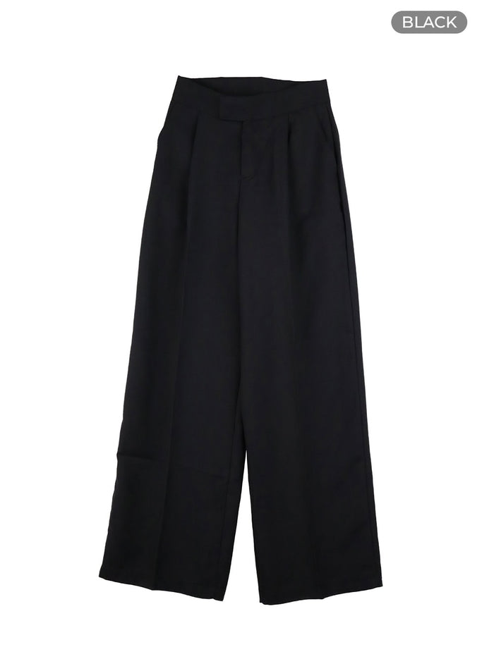 pintuck-wide-fit-tailored-pants-oy413 / Black