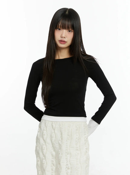 two-tone-layered-top-cf509 / Black