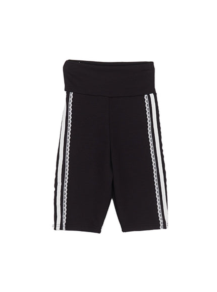 lace-striped-biker-shorts-cu502 / Black