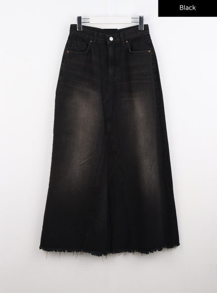 maxi-denim-skirt-co306 / Black