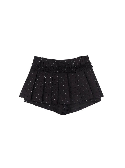 polka-dot-pleated-mini-skirt-cm518 / Black