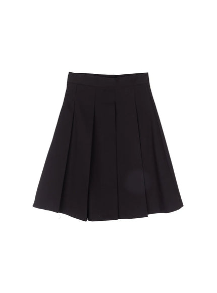 high-waist-pleated-midi-skirt-cm525 / Black