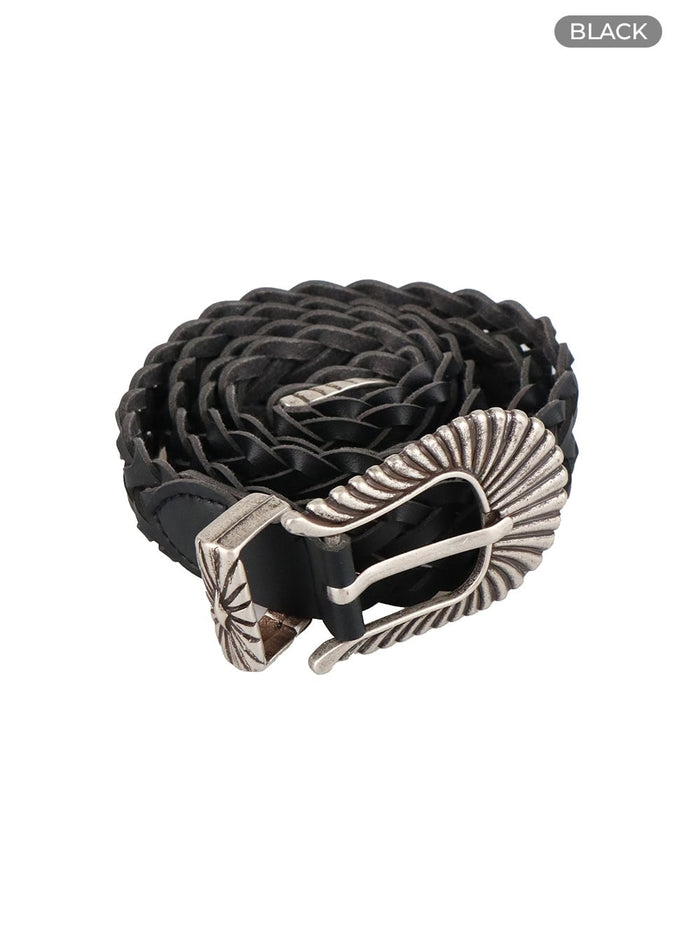 faux-leather-twist-belt-cy414 / Black