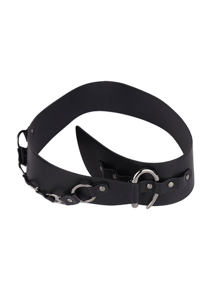 faux-leather-link-belt-cy514 / Black