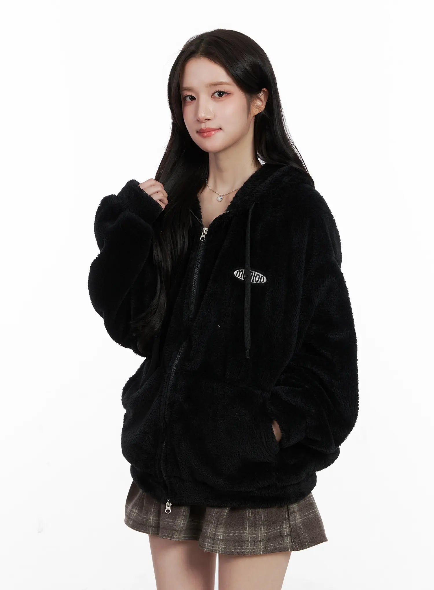 cozy-fleece-zip-up-hoodie-cn527 / Black